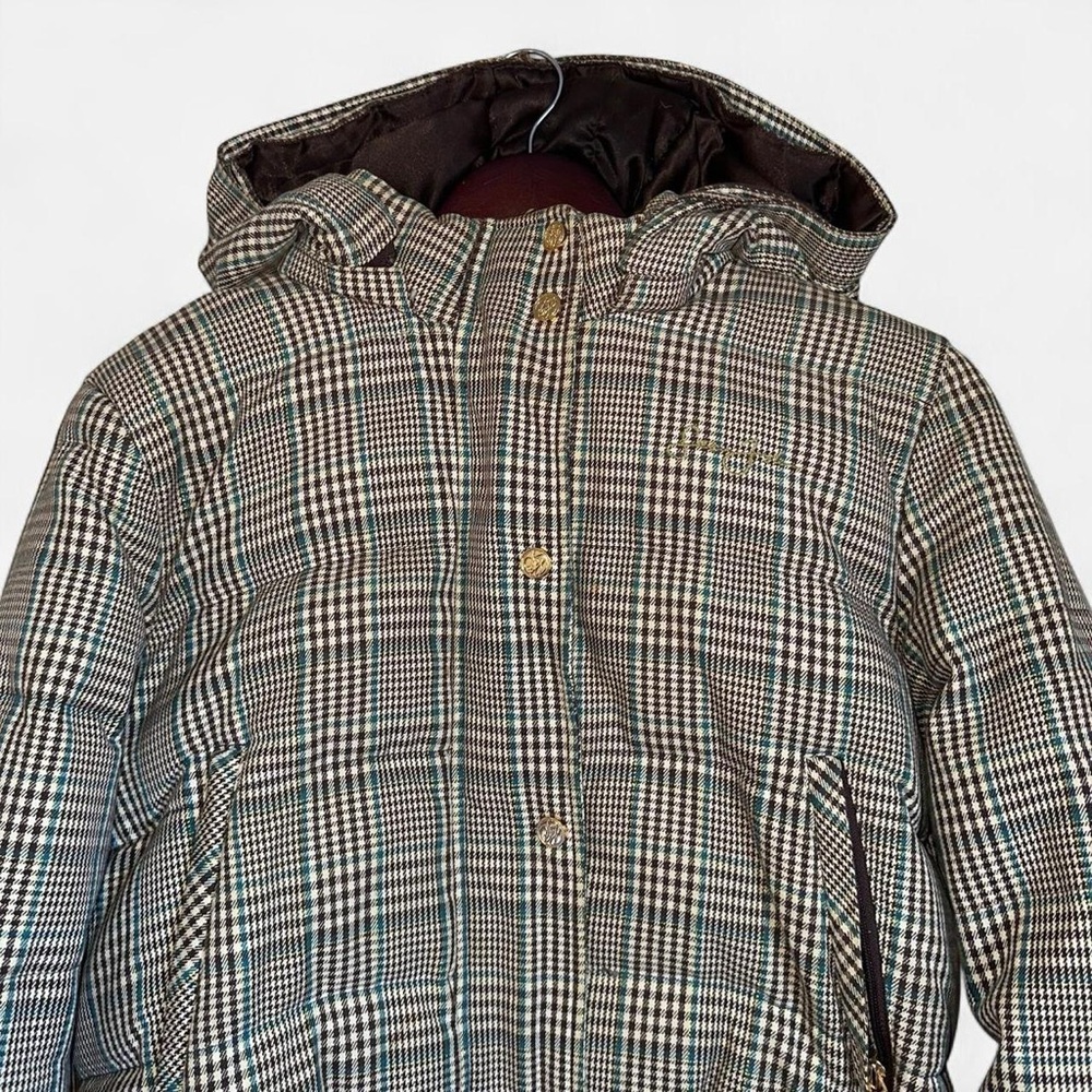 Sean John Beige Brown Gold Plaid Bomber Jacket Detachable Hood Vintage Vtg Y2K - Picture 4 of 10